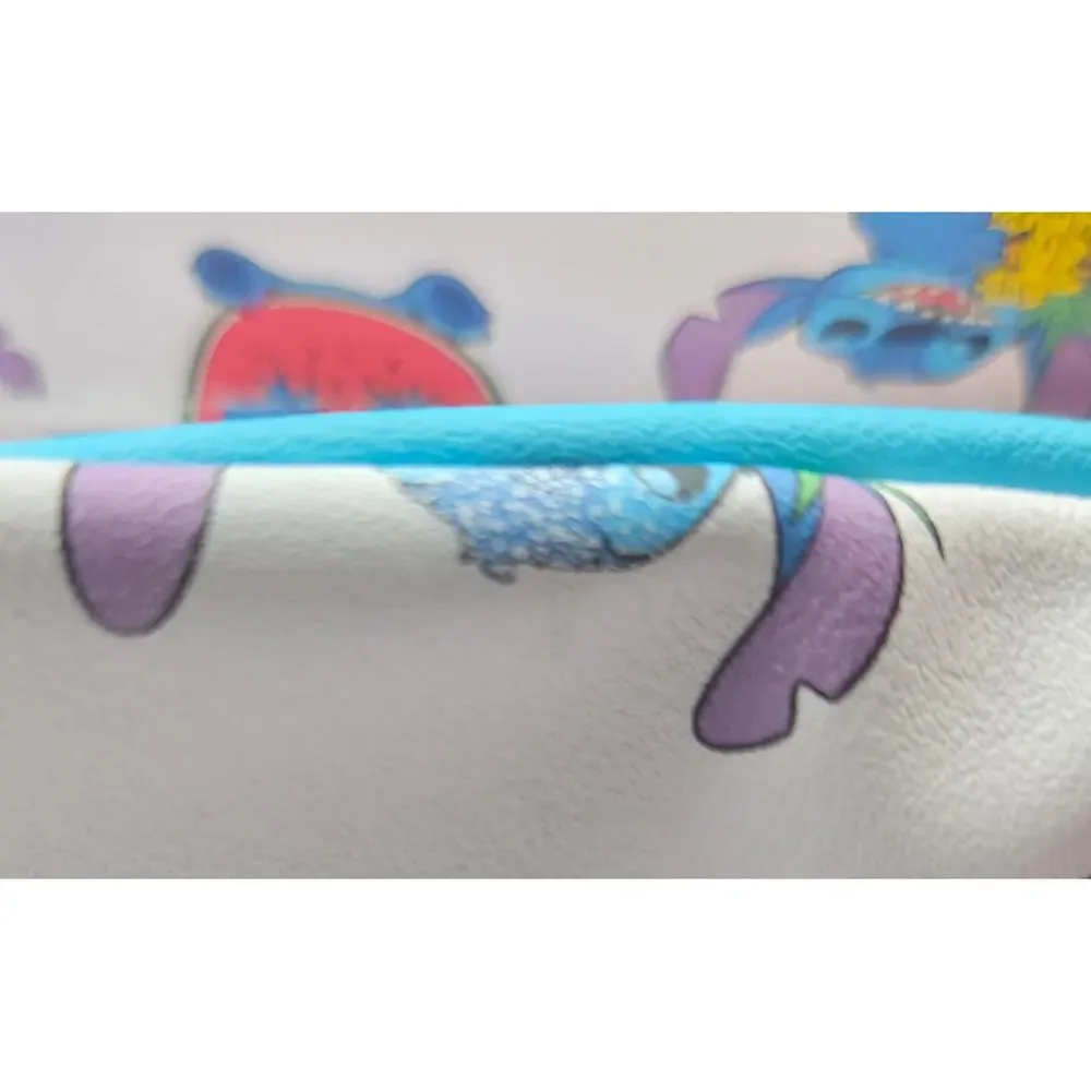 Disney Stitch Mini Backpack Rainbow Zipper Faux Leather Blue White
